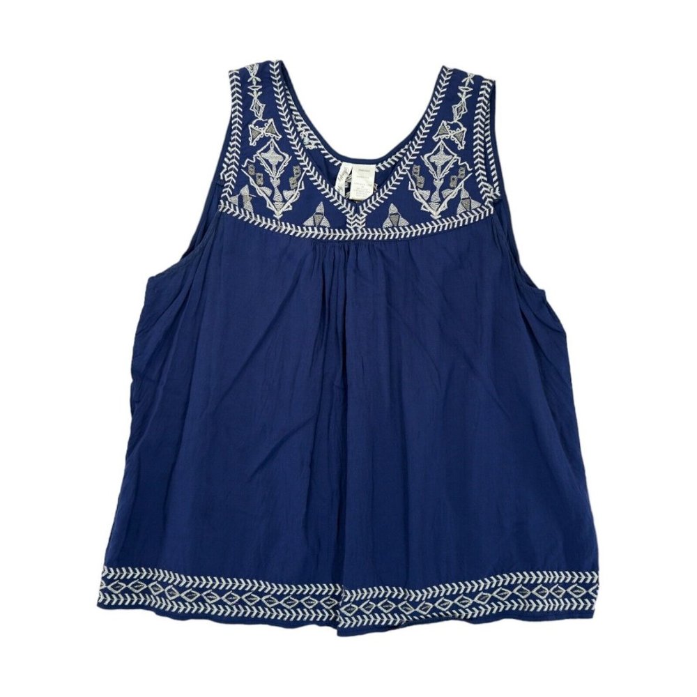 Simply Irresistible Tank Top Extra Large Blue Boho Semi Sheer V Neck